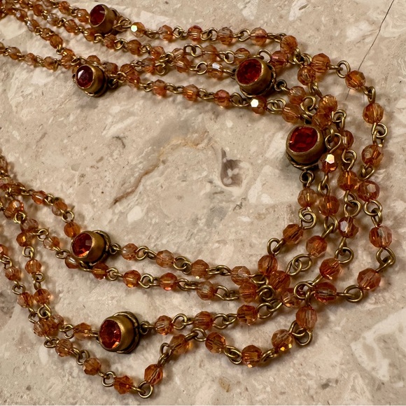 Vintage VSA Magdalena burnt orange stones & gold setting - Picture 7 of 14